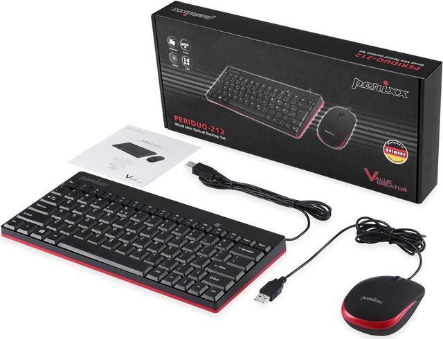 Alt view image 7 of 7 - Perixx Periduo-212 Wired Mini Keyboard and Mouse Set, USB Connection, Black, US English Layout (11486)