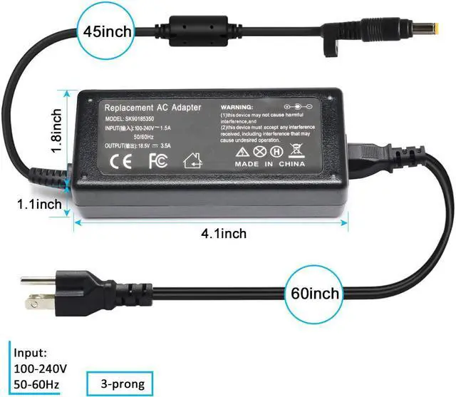 Alt view image 5 of 7 - Jeestam 65W Laptop Charger Adapter Replace for HP Pavilion DV9000 DV1000 DV6000 DV6500 DV6700 DV2000 DV4000 DV5000 DV8000 DV9500 DM3 Compaq Presario F700 C300 C500 C700 A900 Power Cord