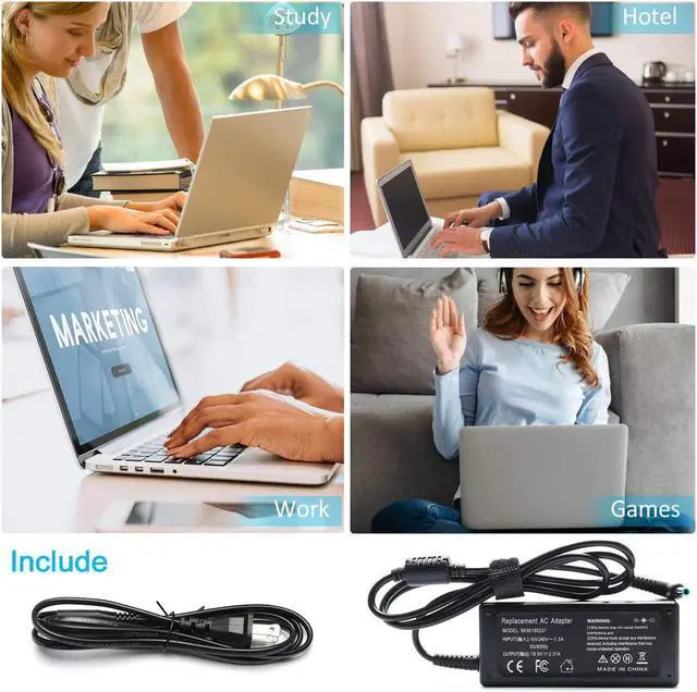 Alt view image 7 of 7 - 19.5V 2.31A 45W Ac Adapter/Laptop Charger for HP Pavilion x360 15-f272wm 15-f387wm 15-f233wm 15-f222wm 15-f211wm 15-f337wm 15-r015dx?15-f008cl?17-g121wm 17-g119dx?17-g161us