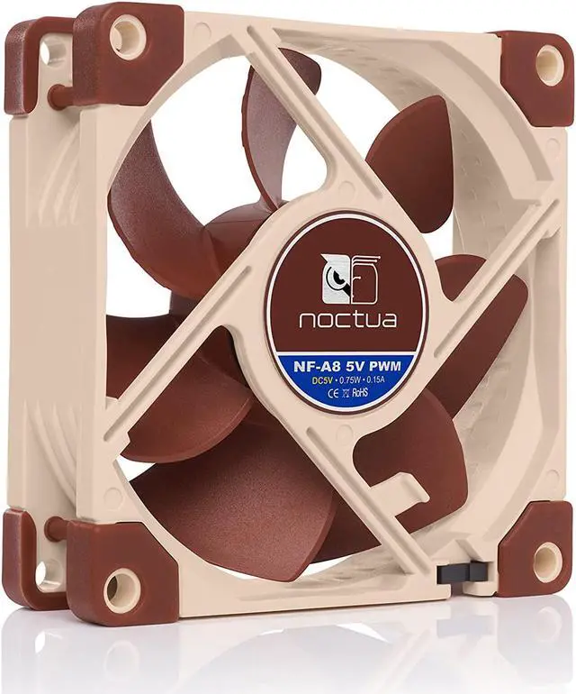 Alt view image 5 of 7 - Noctua NF-A8 5V PWM, Premium Quiet Fan with USB Power Adaptor Cable, 4-Pin, 5V Version (80mm, Brown)