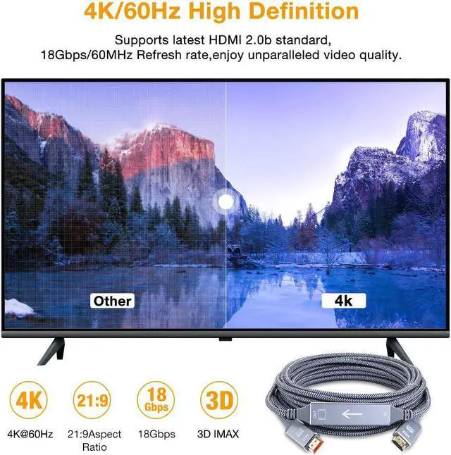 Alt view image 2 of 7 - 4K HDMI Cable Capshi HDMI Cord (35 feet HDMI to HDMI Top Series) Supports 4K@60HZ 1080p FullHD UHD Ultra HD 3D High Speed HDMI to HDMI Compatible UHD TV Blu-ray PS4/3 Monitor