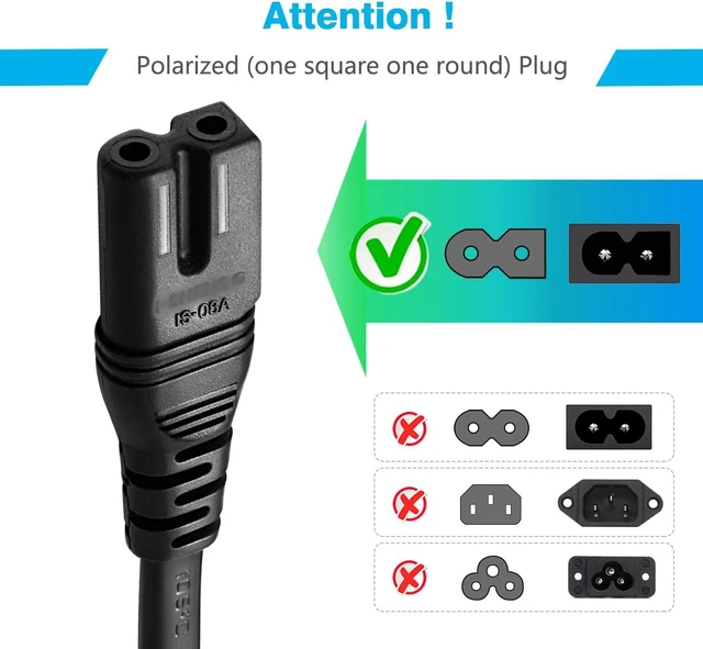 Alt view image 2 of 7 - Chanzon 10Ft Vizio Power Cord 7A 125V 2 Prong NEMA-1-15P IEC320-C7 Plug