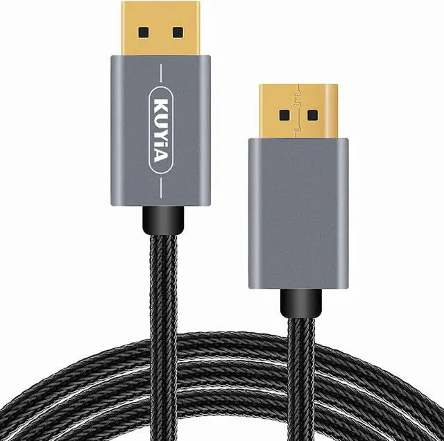 Main image of KUYIA DisplayPort Cable to DisplayPort Cable, 7 Feet Nylong Braided DP Cable 4K HD High Speed Display Cable for Gaming PC, Gaming Monitor, Laptop, TV - Gold-Plated Connector, Aluminum Alloy Shell