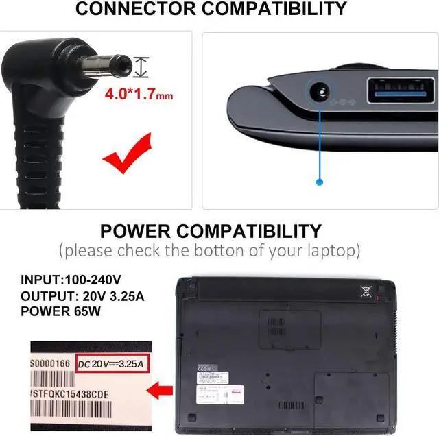 Alt view image 2 of 7 - KAQIAR 65W AC Power Adapter Charger Replacement for Lenovo IdeaPad Flex 4 5 6 11 4 1470 1580 1130 Flex 5 1570 1470 IdeaPad 330s Chromebook N22 N23 ADLX65CLGU2A Laptop Power Supply