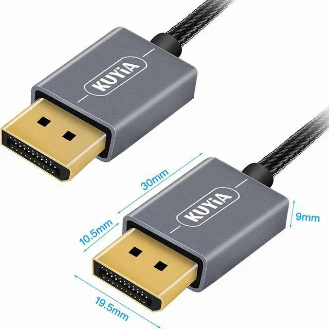 Alt view image 7 of 7 - KUYIA DisplayPort Cable to DisplayPort Cable, 7 Feet Nylong Braided DP Cable 4K HD High Speed Display Cable for Gaming PC, Gaming Monitor, Laptop, TV - Gold-Plated Connector, Aluminum Alloy Shell