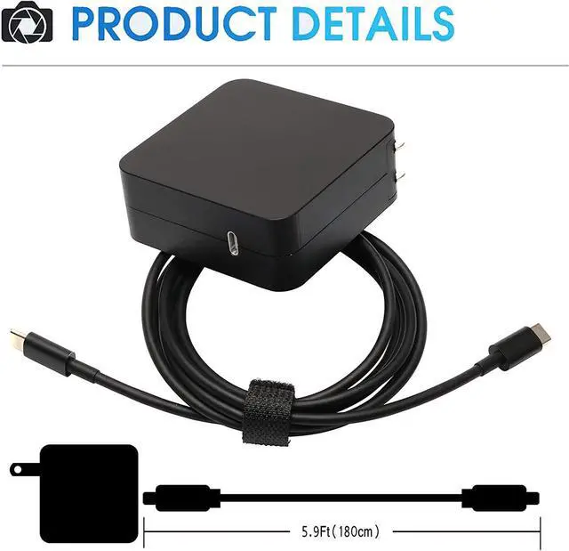Alt view image 4 of 7 - 65W 45W Type C USB Chromebook Adapter Charger Replacement for HP Spectre x360 14 14A G5 11 11A G6 G7 EE Spectre Elite x2 EliteBook 840 850 1030 G3 1040 14-ca051wm 14-ca061dx Laptop Power Supply Cord