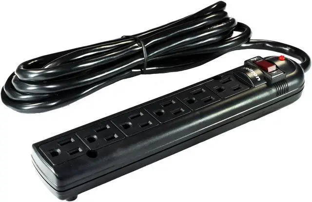 Alt view image 3 of 19 - WELTRON 10ft Power Cord 6-Outlet Surge Protector Power Strip Black WSP600PLF10BK