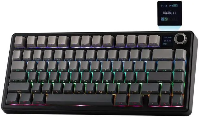 Main image of EPOMAKER X Aula F75 MAX Wireless Mechanical Keyboard with TFT Screen and Knob, Gasket Gaming Keyboard in 75% Layout, Hot Swappable, RGB Backlight, for PC/Mac/Linux (Black Gradient)