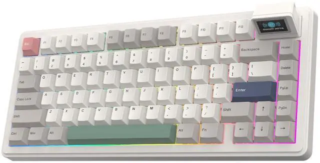 Main image of EPOMAKER RT82 Wireless Mechanical Keyboard with Screen, QMK/VIA Custom, 2.4GHz/USB-C/BT5.0, RGB Backlit, Gasket, 5-Paddings, PBT Keycaps, Hot-Swap Gaming Keyboard (Creamy Jade)