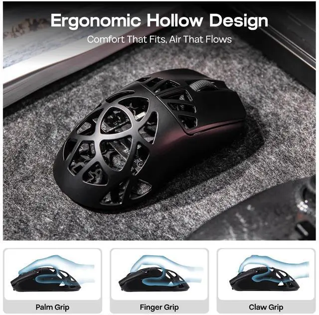 Alt view image 6 of 7 - EPOMAKER Carbon X Wireless Gaming Mouse, 400 to 30,000 DPI Adjustable, PAW3950 Sensor, 50g Lightweight, Carbon Fiber Shell, 2.4G/BT/USB-C Rechargeable Wireless Mouse for PC/Mac/Linux (Black)