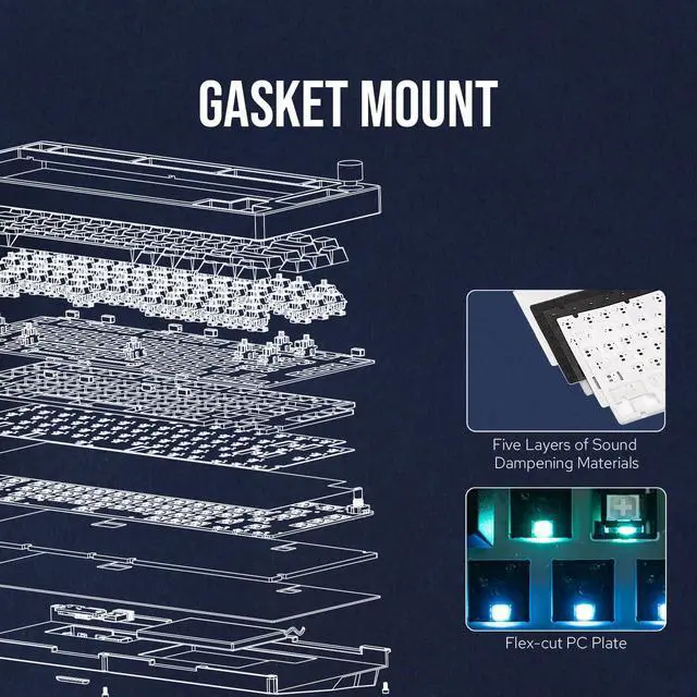 Alt view image 6 of 7 - EPOMAKER P75 Wireless Aluminum Mechanical Keyboard, Bluetooth 5.0/2.4GHz/USB-C Hot Swappable Custom Keyboard, Gasket Structure, RGB Backlit, for PC/Tablet/PS/Xbox (Silver, Zebra Switch)