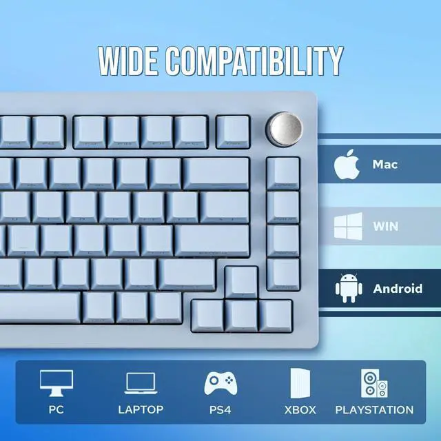 Alt view image 3 of 7 - EPOMAKER Tide75 Upgraded QMK/VIA 75% Wireless Aluminum Mechanical Keyboard, Hot-Swap Creamy Gaming Keyboard with FR4 Plate, Bluetooth/2.4Ghz/USB-C, RGB Backlit, NKRO (Blue)