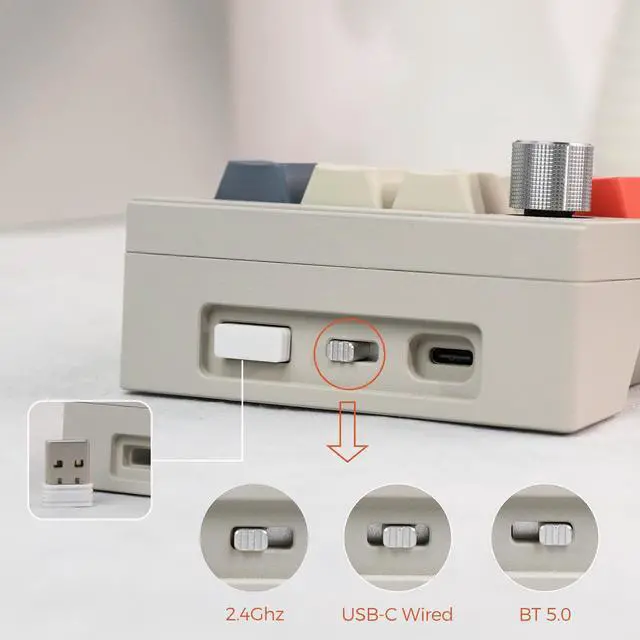 Alt view image 3 of 6 - EPOMAKER CIDOO V21 VIA Programmable Gasket Number Pad, Aluminum Numpad, Bluetooth 5.0/2.4ghz/Wired Hot Swappable Numeric Keypad, with Knob, 1000mAh Battery, Poron Foam for Laptop Mac Win