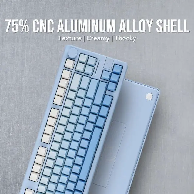 Alt view image 4 of 7 - EPOMAKER Galaxy70 Wireless Gaming Keyboard, 75% Aluminium Mechanical Keyboard, Bluetooth 5.0/2.4GHz/USB-C Wired, Programmable, Hot Swappable, for PC/Mac/Office/Gaming (Blue, Petal Switch)