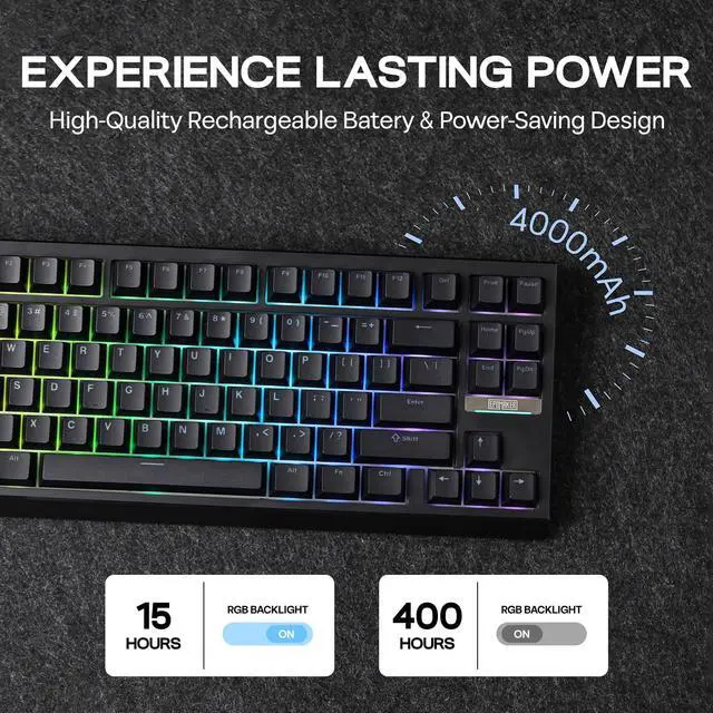 Alt view image 5 of 7 - EPOMAKER G84 80% RGB Gaming Mechanical Keyboard, 2.4GHz/ Type-C/BT Wireless Keyboard, QMK/VIA Programmable, Hot-Swappable, NKRO, with Shine Through PBT Keycaps for Gamers (Black, Clear Switch)