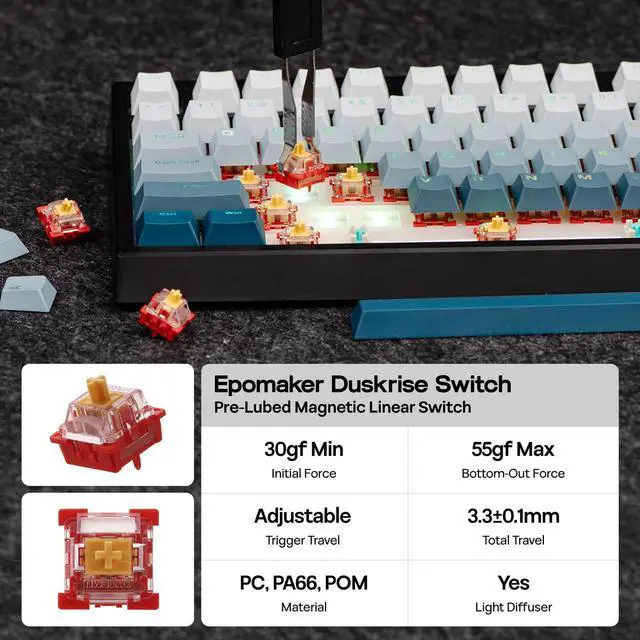 Alt view image 7 of 7 - EPOMAKER G84 HE Wireless Hall Effect Keyboard, 8K Polling & 8000mAh, SOCD & DKS, Gaming Keyboard with Fast Trigger & Adjustable Actuation, RGB Backlit, PBT Keycap, Hot-Swap, for Win/Mac