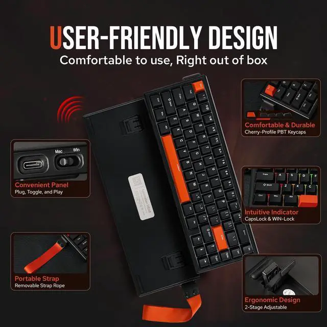 Alt view image 3 of 7 - EPOMAKER HE68 Wired Hall Effect Keyboard, 8000hz Polling, 0.01mm Adjustable Trigger, 0.125ms Latency, Creamy Gasket, Snap Key, SOCD, RGB, Magnetic Gaming Keyboard for Mac/PC (Black)