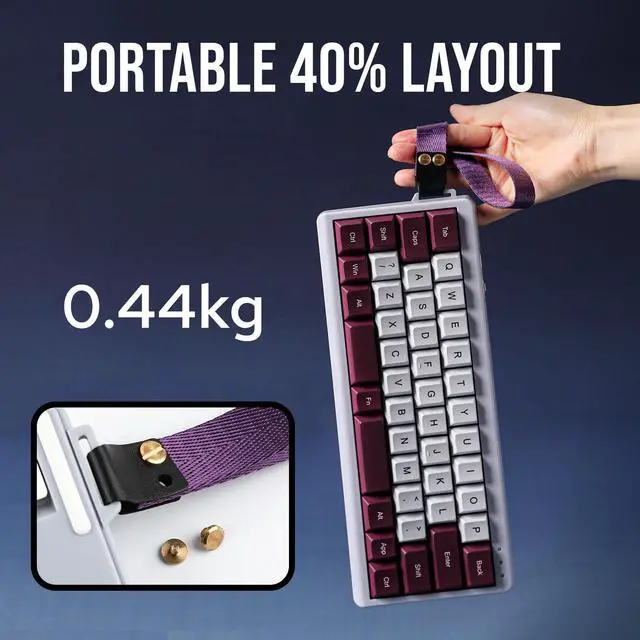 Alt view image 3 of 7 - EPOMAKER TH40 40% Layout QMK/VIA Wireless Mechanical Keyboard, Hot Swappable, Bluetooth/2.4GHz/USB-C, 44 Keys Gasket Mount, RGB Backlit (Purple, Wisteria Linear Switch)