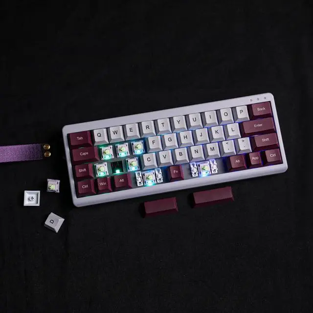 Alt view image 6 of 7 - EPOMAKER TH40 40% Layout QMK/VIA Wireless Mechanical Keyboard, Hot Swappable, Bluetooth/2.4GHz/USB-C, 44 Keys Gasket Mount, RGB Backlit (Purple, Wisteria Linear Switch)