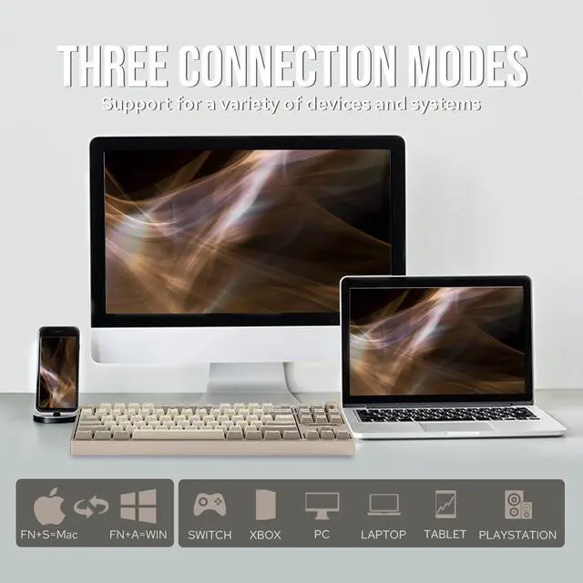 Alt view image 3 of 7 - EPOMAKER P87 TKL Aluminum Wireless Gaming Keyboard, QMK/VIA Programmable, 87% Bluetooth/2.4Ghz/USB-C, with CNC Metal Knob and RGB Backlight (Khaki, Wisteria Linear Switch)