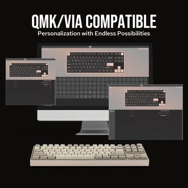 Alt view image 4 of 7 - EPOMAKER P87 TKL Aluminum Wireless Gaming Keyboard, QMK/VIA Programmable, 87% Bluetooth/2.4Ghz/USB-C, with CNC Metal Knob and RGB Backlight (Khaki, Wisteria Linear Switch)