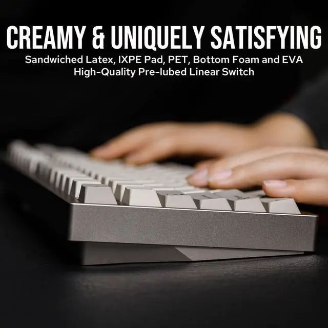 Alt view image 5 of 7 - EPOMAKER P87 TKL Aluminum Wireless Gaming Keyboard, QMK/VIA Programmable, 87% Bluetooth/2.4Ghz/USB-C, with CNC Metal Knob and RGB Backlight (Khaki, Wisteria Linear Switch)