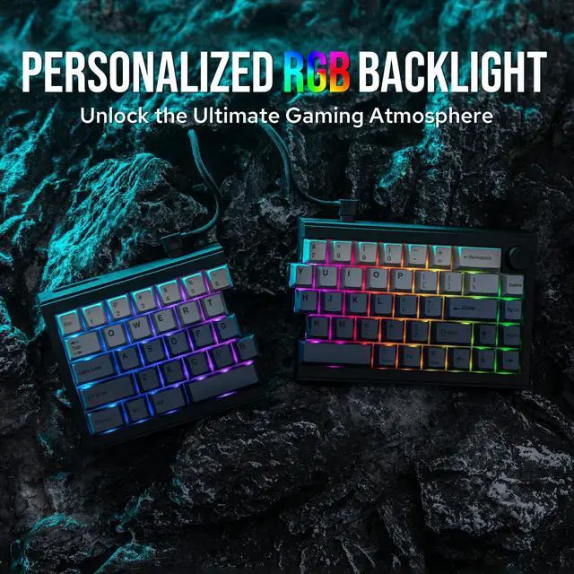 Alt view image 5 of 6 - EPOMAKER Split65 QMK/VIA Programmable Keyboard, Wireless Mechanical Keyboard in 2.4Ghz/Bluetooth/Type-C, Ergonomic Gaming Keyboard in Split Layout with RGB Backlit (Flamingo Switch)