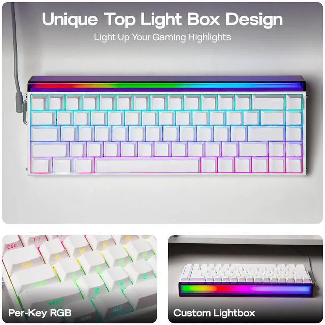 Alt view image 2 of 6 - EPOMAKER Aula Hero 68 HE Wired Magnetic Gaming Keyboard, 0.01mm Adjustable Actuation, Rapid Hall Effect Switch, 8kHz Polling, 5-Layer Sound Dampening, RGB Box & Backlight (White)