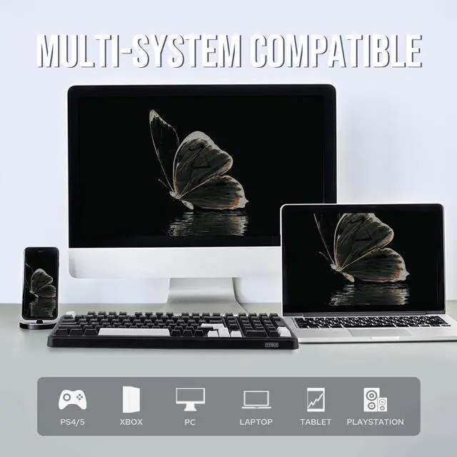 Alt view image 3 of 7 - EPOMAKER TH99 Tri-Mode Wireless Mechanical Keyboard with 8000mAh Battery, Hot Swappable Custom RGB Gaming Keyboard with Numpad, Gasket Creamy for PC/Mac/Office (Black, Creamy Jade)