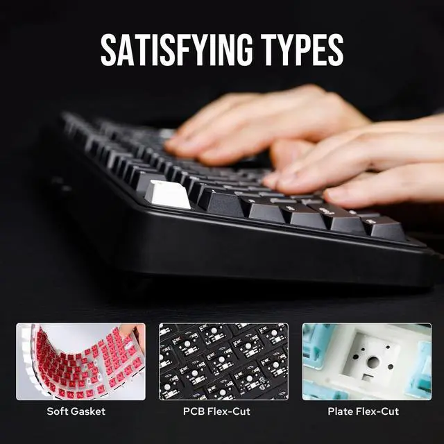 Alt view image 4 of 7 - EPOMAKER TH99 Tri-Mode Wireless Mechanical Keyboard with 8000mAh Battery, Hot Swappable Custom RGB Gaming Keyboard with Numpad, Gasket Creamy for PC/Mac/Office (Black, Creamy Jade)