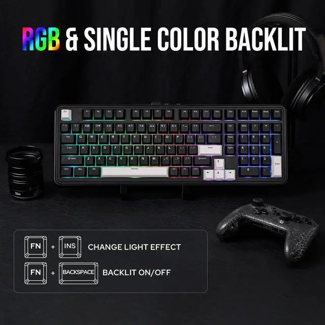 Alt view image 6 of 7 - EPOMAKER TH99 Tri-Mode Wireless Mechanical Keyboard with 8000mAh Battery, Hot Swappable Custom RGB Gaming Keyboard with Numpad, Gasket Creamy for PC/Mac/Office (Black, Creamy Jade)