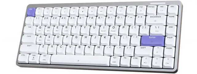 Main image of EPOMAKER Luma84 Low Profile Aluminum Mechanical Keyboard, QMK/VIA Programmable, Tri-Mode Wireless, Win/MAC/Linux Compatible, RGB Backlight (White&Purple, Gateron Low-Profile Brown Switch)