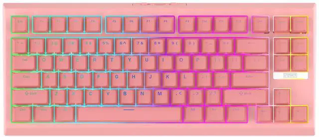 Main image of EPOMAKER G84 80% RGB Gaming Mechanical Keyboard, 2.4GHz/ Type-C/BT Wireless Keyboard, QMK/VIA Programmable, Hot-Swappable, NKRO, with Shine Through PBT Keycaps for Gamers (Pink, Creamy Jade Switch)