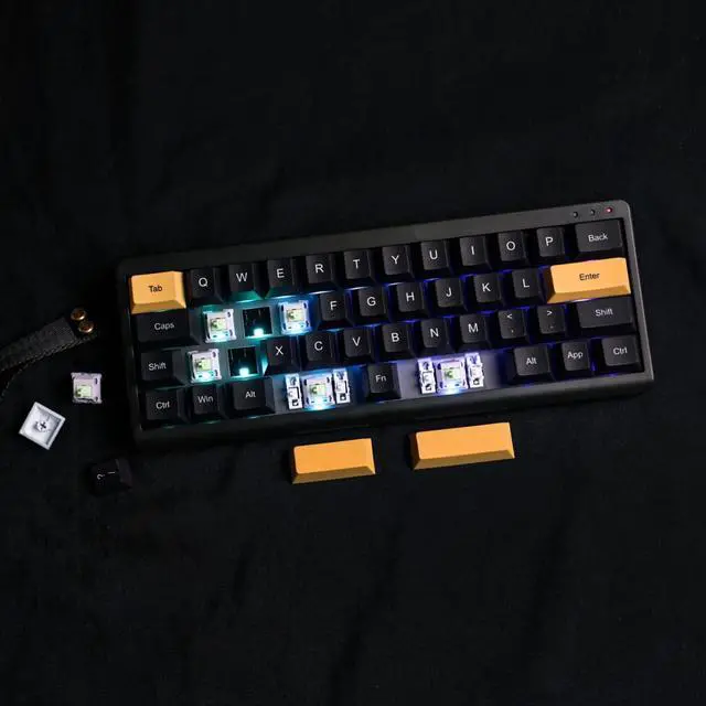 Alt view image 6 of 7 - EPOMAKER TH40 40% Layout QMK/VIA Wireless Mechanical Keyboard, Hot Swappable, Bluetooth/2.4GHz/USB-C, 44 Keys Gasket Mount, RGB Backlit (Black, Wisteria Linear Switch)