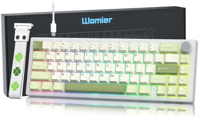Main image of Womier 60% Gaming Mechanical Keyboard Green QMK/VIA Creamy Keyboard Wired, Hot Swappable Gasket Mount RGB Key Board & PBT Keycaps(VK66 PRO)