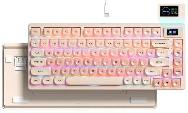 Alt view image 7 of 13 - Womier S-K80 75% Keyboard with Color Multimedia Display Mechanical Gaming Keyboard, Wired Hot Swappable Gasket Mount RGB Custom Key Board, Pre-lubed Stabilizer for Mac/Win, Black Kanagawa