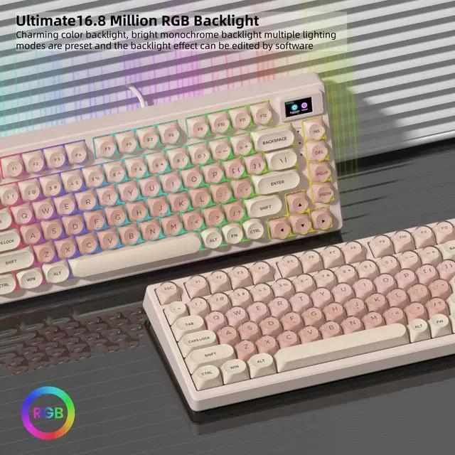 Alt view image 11 of 13 - Womier S-K80 75% Keyboard with Color Multimedia Display Mechanical Gaming Keyboard, Wired Hot Swappable Gasket Mount RGB Custom Key Board, Pre-lubed Stabilizer for Mac/Win, Black Kanagawa