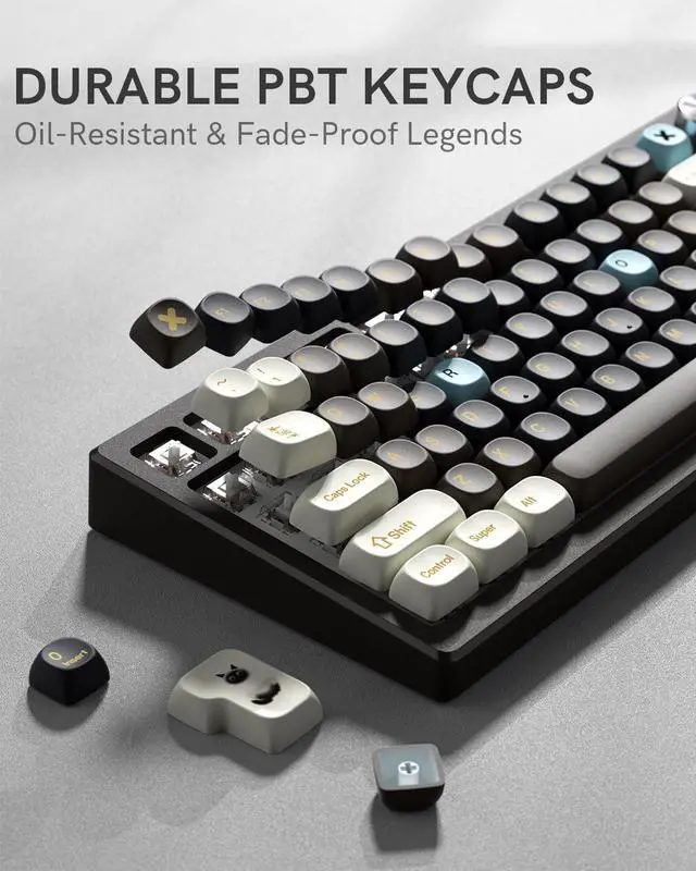 Alt view image 2 of 7 - MOA Profile PBT Keycaps,132 Keys Janese Style Keycap Set with Cute Icons, Dye-Sublimation, MOA Profile,Cream Brown Theme for Most 60% 65% 75% 80% 100% US Layout Cherry MX Switches Mechanical Keyboard