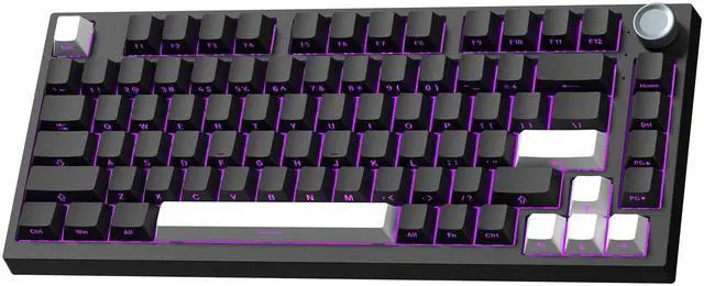 Main image of Keymatic Wireless Mechanical Keyboard,75% Hot Swappable Custom Keyboard with Knob,RGB Backlit,Side Printed PBT Keycaps,2.4GHz/USB-C/BT5.0 Mechanical Gaming Keyboards