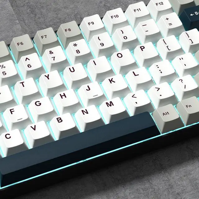 Alt view image 2 of 7 - Klymra PBT Keycaps Set, Doubleshot 137 Key Caps,Cherry Profile Custom Keycap for 61/64/68/84/87/100/104/108 Mechanical Keyboard, Compatiability for 60 65 75 100 Percent Keyboads (White Grey Blue)