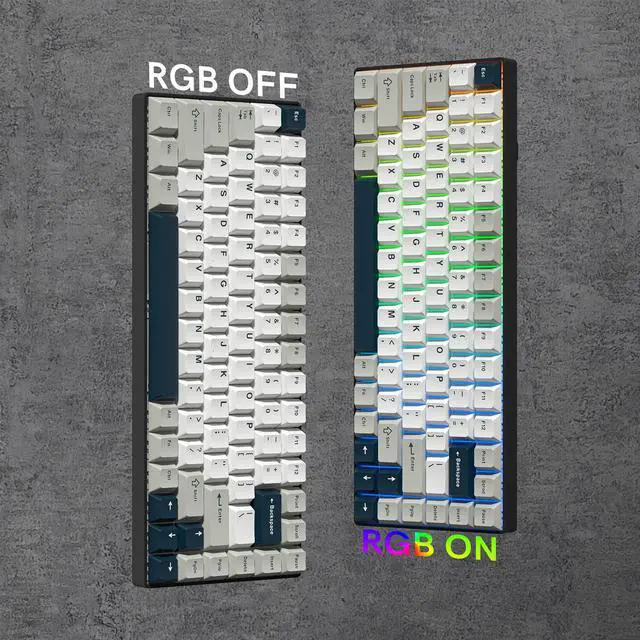 Alt view image 3 of 7 - Klymra PBT Keycaps Set, Doubleshot 137 Key Caps,Cherry Profile Custom Keycap for 61/64/68/84/87/100/104/108 Mechanical Keyboard, Compatiability for 60 65 75 100 Percent Keyboads (White Grey Blue)