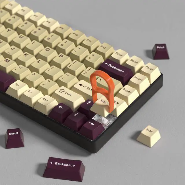 Alt view image 4 of 7 - Klymra PBT Keycaps Set, Doubleshot 137 Key Caps,Cherry Profile Custom Keycap for 61/64/68/84/87/100/104/108 Mechanical Keyboard, Compatiability for 60 65 75 100 Percent Keyboads (White Grey Purple)