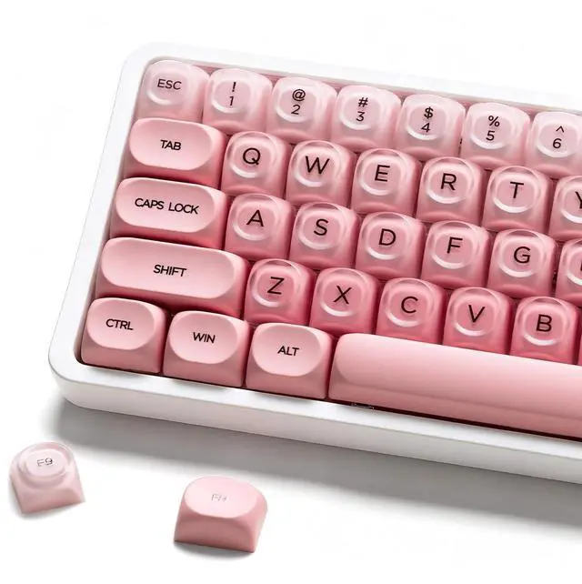 Main image of 132 Keys PBT Keycaps, Jelly Keycaps Cute Custom Creamy Key caps MOA Profile for 61/68/84/87/98/100 Cherry Gateron MX Mechanical Keyboards, Pink