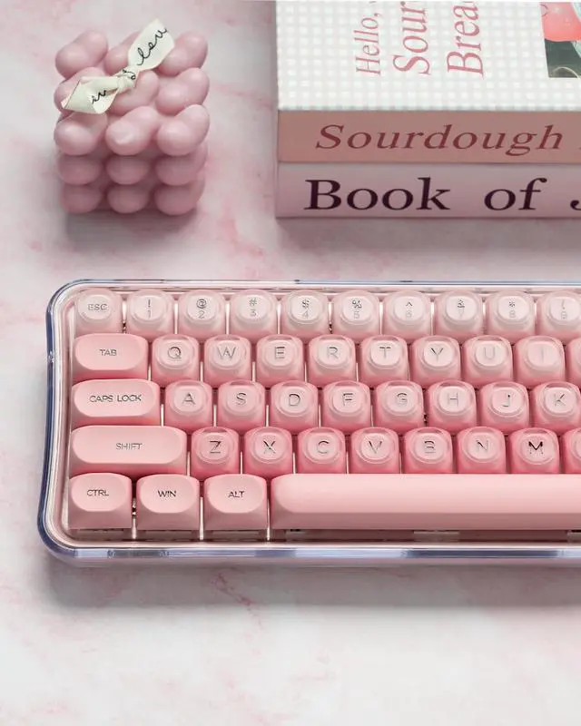 Alt view image 7 of 7 - 132 Keys PBT Keycaps, Jelly Keycaps Cute Custom Creamy Key caps MOA Profile for 61/68/84/87/98/100 Cherry Gateron MX Mechanical Keyboards, Pink