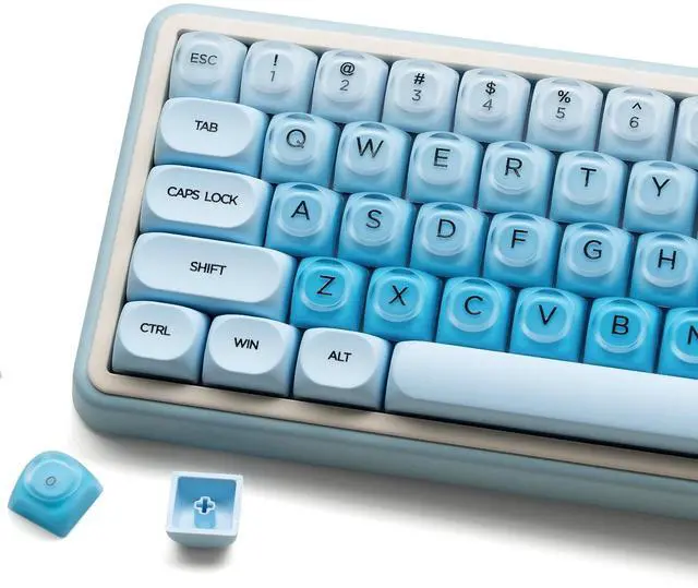 Main image of 132 Keys PBT Keycaps, Jelly Keycaps Cute Custom Creamy Key caps MOA Profile for 61/68/84/87/98/100 Cherry Gateron MX Mechanical Keyboards, Blue
