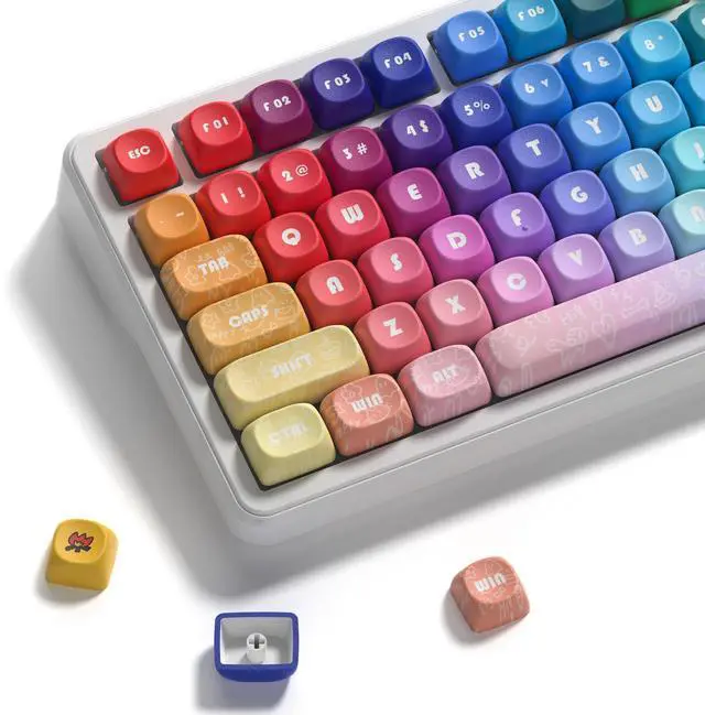 Main image of MOA Profile PBT Keycaps, 131 Keys Dye-Sublimation Custom Keyboard Keycaps Cute Rainbow Key caps for Cherry Gateron MX Swithes Mechanical Keyboards