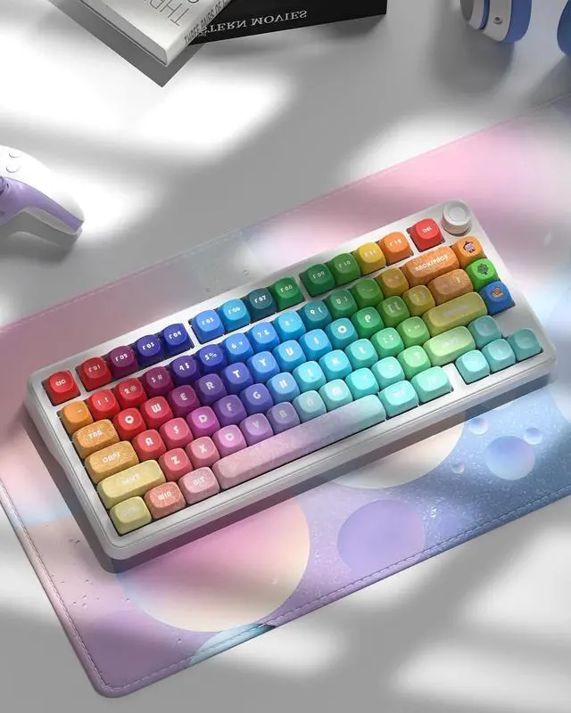 Alt view image 7 of 7 - MOA Profile PBT Keycaps, 131 Keys Dye-Sublimation Custom Keyboard Keycaps Cute Rainbow Key caps for Cherry Gateron MX Swithes Mechanical Keyboards