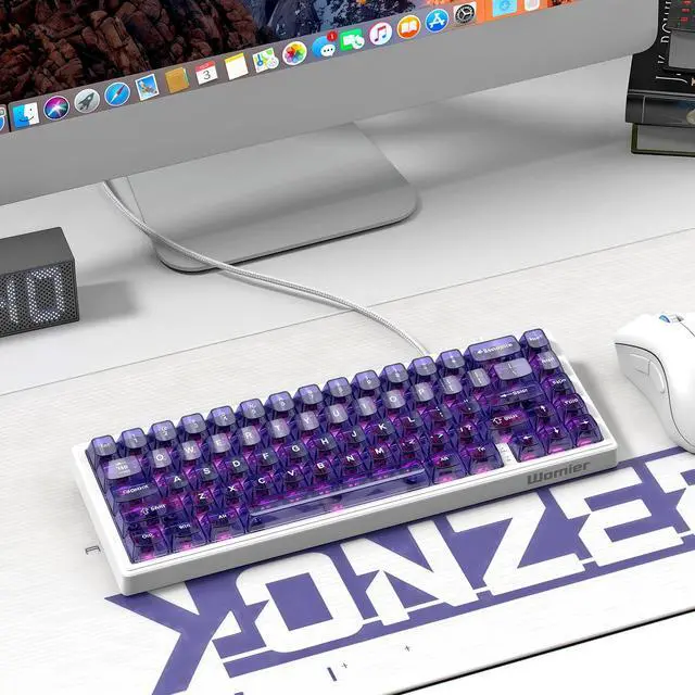 Alt view image 7 of 7 - dagaladoo M68 HE V2 60% Wired Gaming Magnetic Keyboard with Adjustable Actuation,Hall Effect Gaming Keyboard Rapid Trigger,RGB HotSwap Custom Mechanical Keyboard,Purple Jelly keycaps trasparent