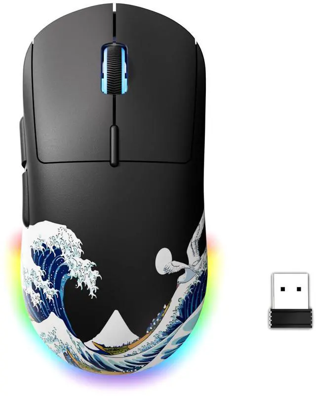 Main image of Typehaven G57 Wireless Gaming Mouse, 8000 DPI, 80g, 2.4G/Bluetooth/USB-C Rechargeable Wireless Mouse with 5 Programmable Buttons for PC/Mac, Black