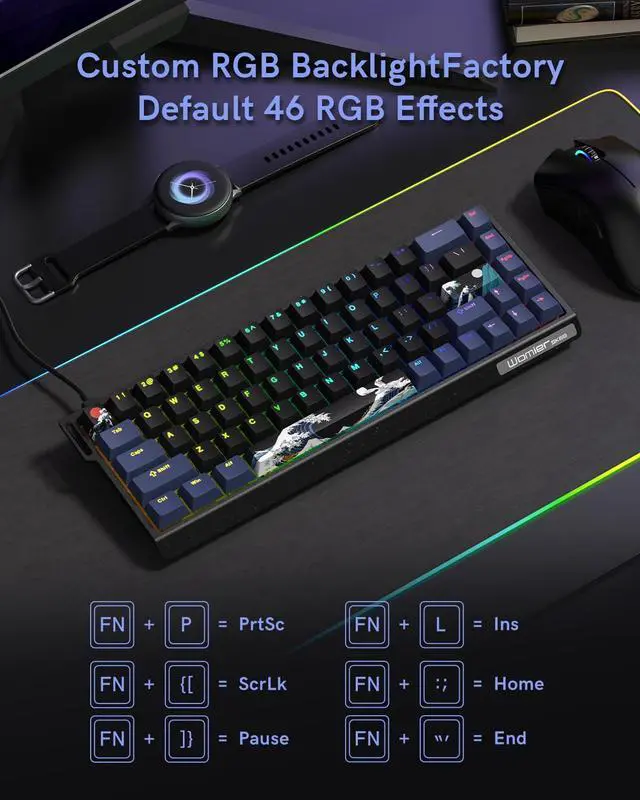 Alt view image 6 of 7 - Typehaven SK68 65% Gaming Keyboard, Wired Backlit Mini Keyboard w/100% Hot-Swap Socket 68 Keys Aluminum Gaming Wired Keyboard for PC Laptop Game